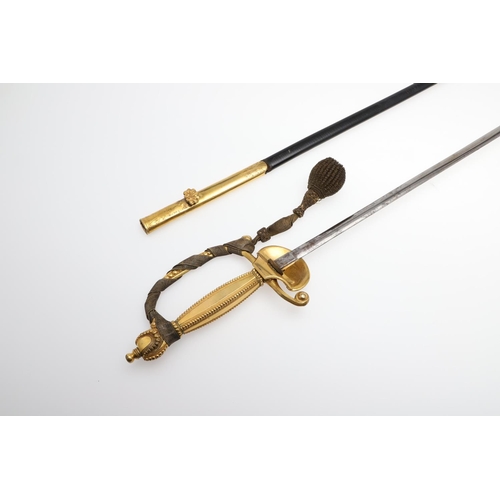 86 - A BRITISH VICTORIAN DIPLOMAT'S SMALLSWORD AND SCABBARD. With an 80cm tapering, pointed blade, with a... 