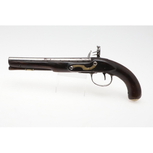 9 - A LATE 18TH/19TH CENTURY FLINTLOCK PISTOL BY GRIERSON. With a 20cm tapering barrel with indistinct p... 