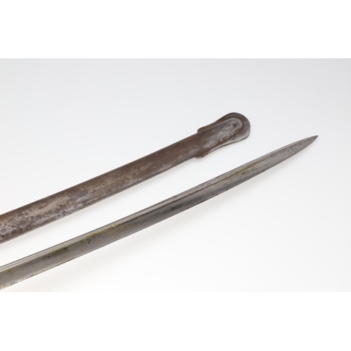 94 - A FINE 1821 PATTERN BALACLAVA PERIOD HEAVY CAVALRY OFFICER'S SWORD AND SCABBARD. With an 89cm long a... 