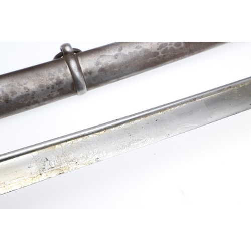 94 - A FINE 1821 PATTERN BALACLAVA PERIOD HEAVY CAVALRY OFFICER'S SWORD AND SCABBARD. With an 89cm long a... 