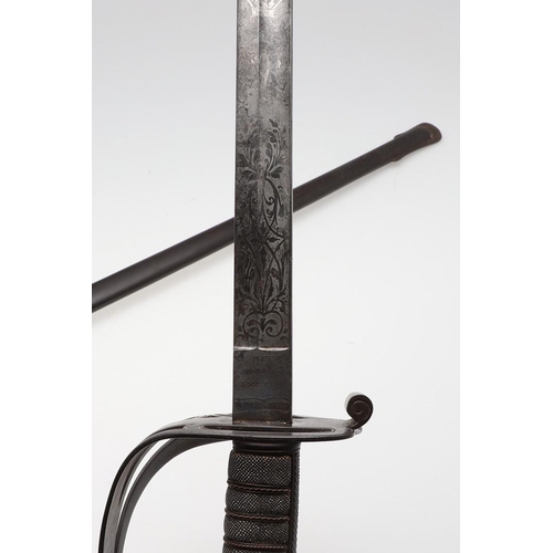 98 - A VICTORIAN 1827 PATTERN RIFLE REGIMENT SWORD MARKED FOR THE DEVON RIFLE VOLUNTEERS. With an 81.5cm ... 