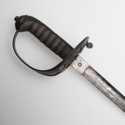 98 - A VICTORIAN 1827 PATTERN RIFLE REGIMENT SWORD MARKED FOR THE DEVON RIFLE VOLUNTEERS. With an 81.5cm ... 