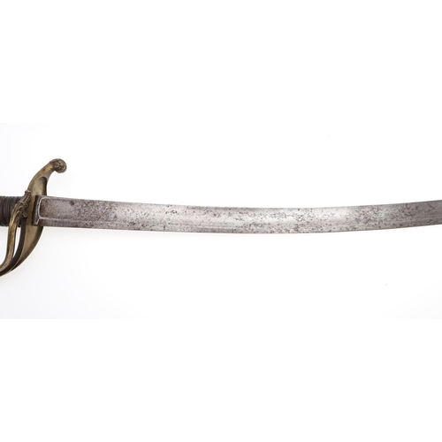 99 - A RUSSIAN 1826 PATTERN INFANTRY OFFICERS SABRE. With a 70cm curved fullered blade with pointed end, ... 