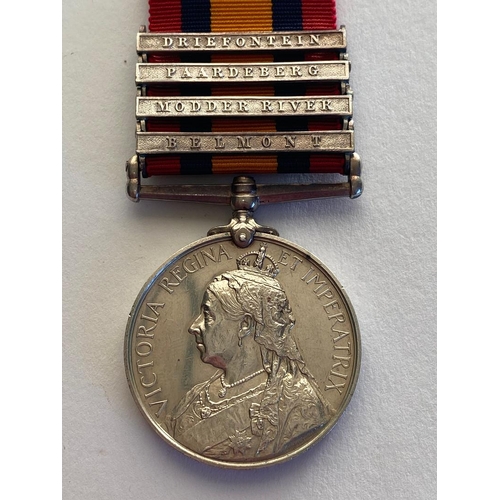 392 - A FOUR CLASP QUEEN'S SOUTH AFRICA MEDAL TO A FIRST WORLD WAR CASUALTY AT JUTLAND. A Queen's South Af... 