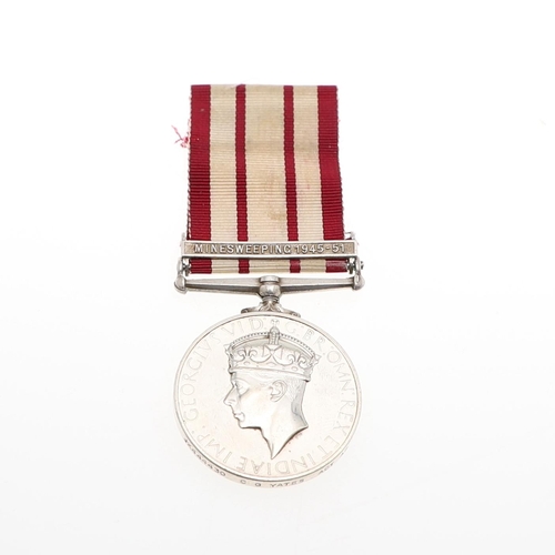 405 - A GEORGE VI NAVAL GENERAL SERVICE MEDAL 1918-1962 WITH MINESWEEPING 1945-51 CLASP. A George VI Naval... 