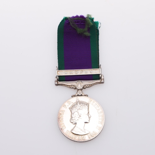 416 - A GENERAL SERVICE MEDAL 1962-2007 TO THE ROYAL NAVY WITH RADFAN CLASP. A Queen Elizabeth II General ... 