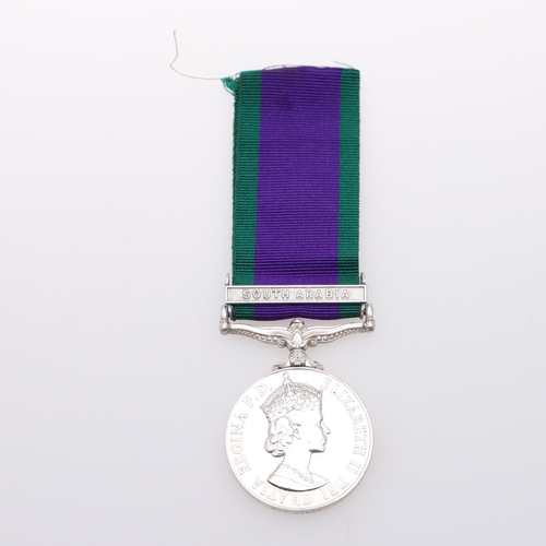 417 - A GENERAL SERVICE MEDAL 1962-2007 TO THE ROYAL NAVY WITH SOUTH ARABIA CLASP. A Queen Elizabeth II Ge... 