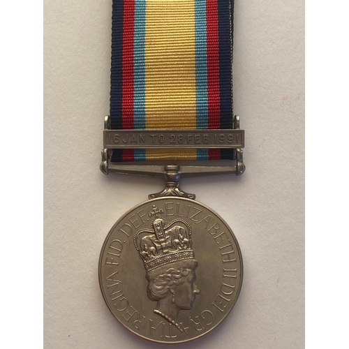 422 - A GULF MEDAL 1990-91 TO THE ROYAL NAVY. A Gulf Medal 1990-91 with 16 Jan to 28 Feb 1991 Clasp named ... 