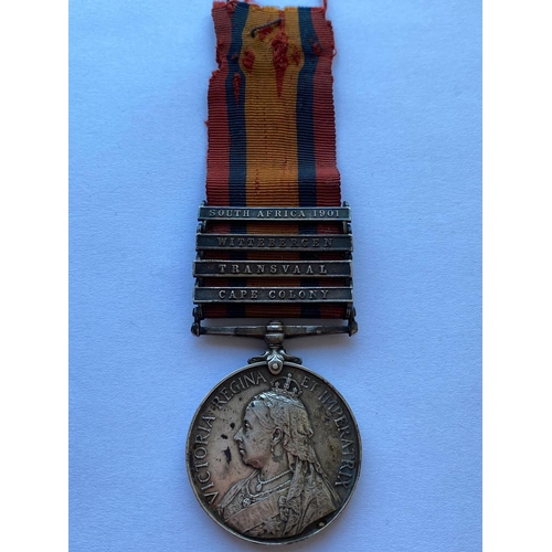 463 - A QUEEN'S SOUTH AFRICA MEDAL TO THE WILTSHIRE REGIMENT. A Queen's South Africa Medal with Cape Colon... 