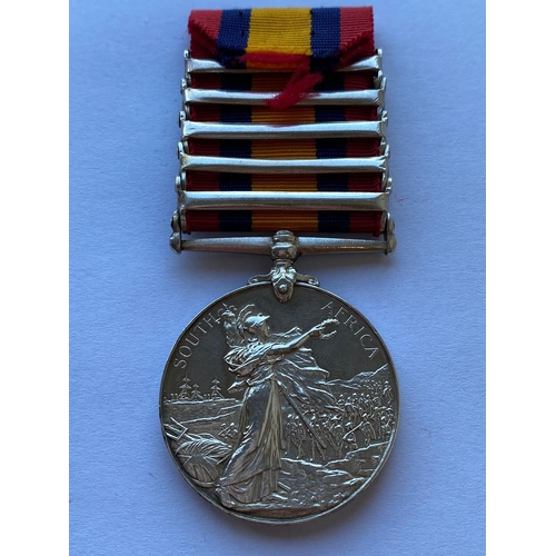 464 - A QUEEN'S SOUTH AFRICA MEDAL WITH FIVE CLASPS TO THE SOUTH LANCASHIRE REGIMENT. A Queen's South Afri... 