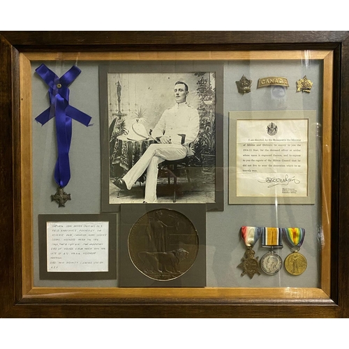 472 - A FIRST WORLD WAR TRIO, PLAQUE AND MEMORIAL CROSS TO A CANADIAN SOLDIER. A Great War trio comprising... 