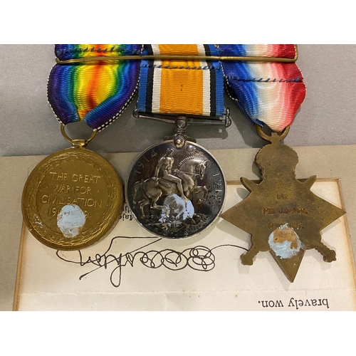 472 - A FIRST WORLD WAR TRIO, PLAQUE AND MEMORIAL CROSS TO A CANADIAN SOLDIER. A Great War trio comprising... 