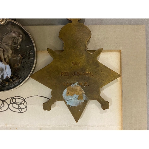 472 - A FIRST WORLD WAR TRIO, PLAQUE AND MEMORIAL CROSS TO A CANADIAN SOLDIER. A Great War trio comprising... 