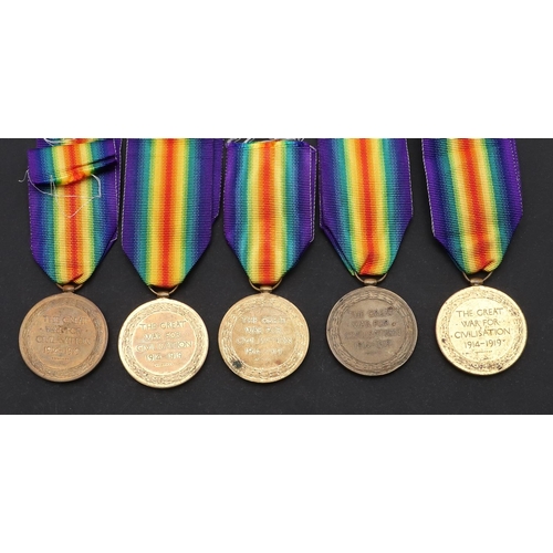 478 - A COLLECTION OF FIVE GREAT WAR VICTORY MEDALS TO THE DORSET REGIMENT. Five Great War Victory Medals ... 