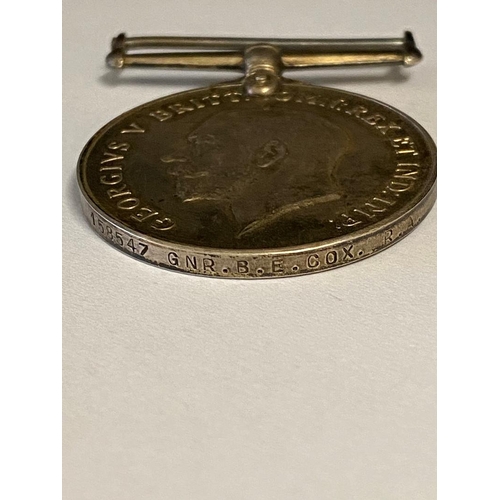 484 - A FIRST WORLD WAR WAR MEDAL TO THE ARTILLERY AND VICTORY MEDAL TO A CASUALTY WITH THE DEVON REGIMENT... 