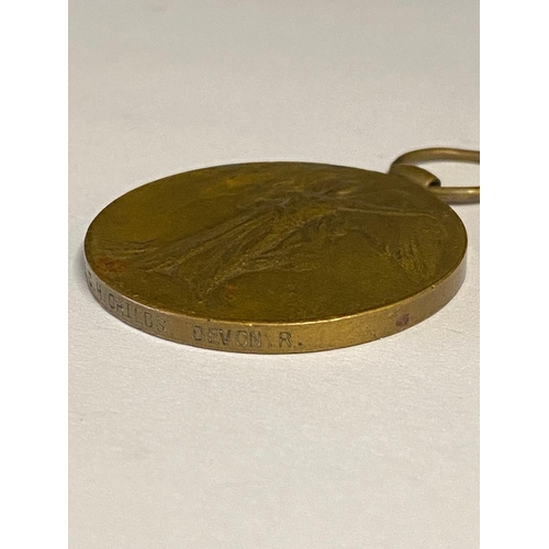 484 - A FIRST WORLD WAR WAR MEDAL TO THE ARTILLERY AND VICTORY MEDAL TO A CASUALTY WITH THE DEVON REGIMENT... 