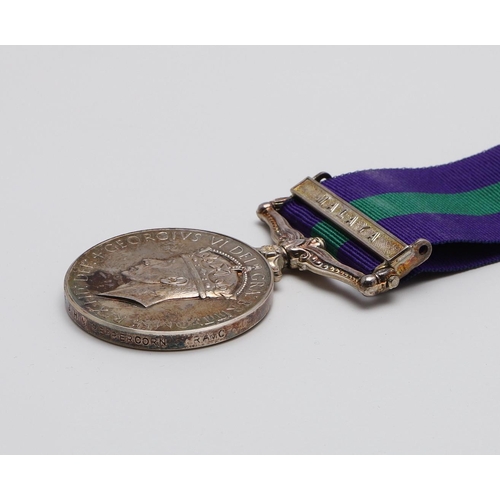 488 - A GENERAL SERVICE MEDAL 1918-1962 WITH MALAYA CLASP. A Queen Elizabeth II General Service Medal with... 