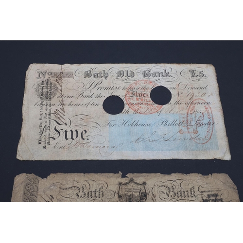 519 - TWO PROVINCIAL BATH BANKNOTES, 1824 AND 1840. A Bath Bank One Pound note, December 1824, F.6664 for ... 