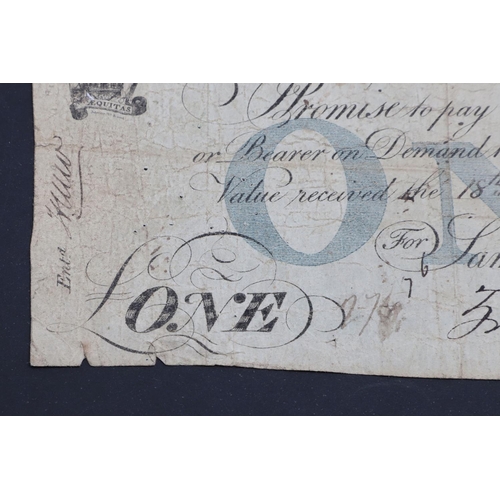 529 - A YEOVIL BANK ONE POUND BANKNOTE, 1821 AND AN UNISSUED YEOVIL AND WINCANTON Â£5.00 BANKNOTE. A Yeovi... 