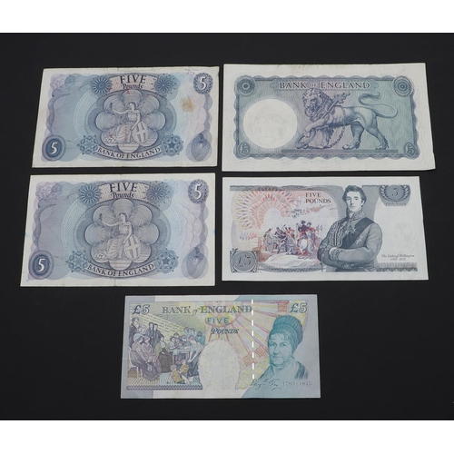 545 - AN INTERESTING AND REPRESENTATIVE COLLECTION OF ONE AND FIVE POUND BANKNOTES. A collection of fourte... 