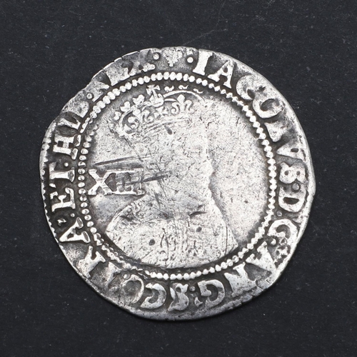 571 - A JAMES I HAMMERED SHILLING, 1603-4. A James I Shilling, Crowned bust r. with XII behind the bust, r... 