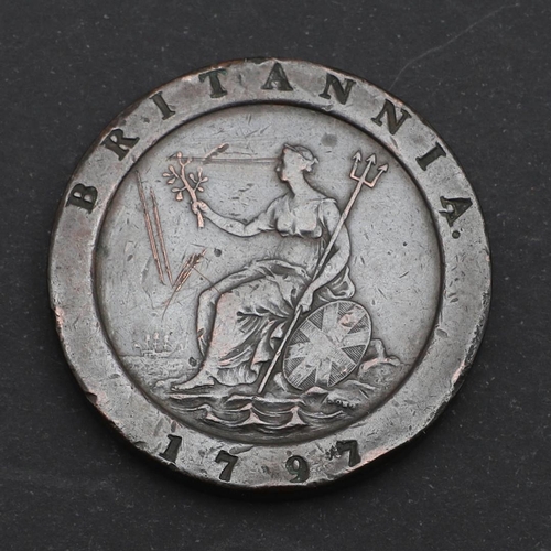 583 - A GEORGE III CARTWHEEL 2d, 1797. A George III Twopence, obverse laureate bust r. reverse Seated figu... 