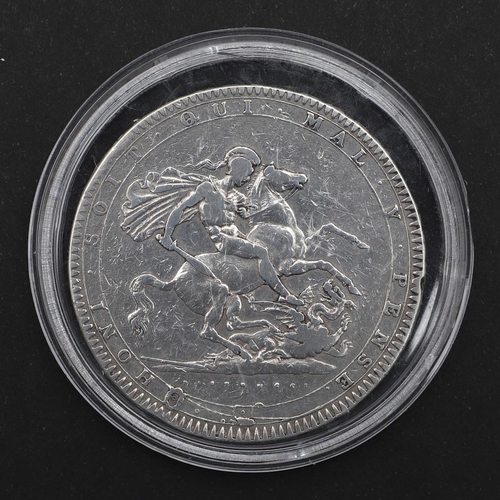 586 - A GEORGE III CROWN, 1820. A George III Crown, obverse laureate bust r. and dated 1820, reverse with ... 