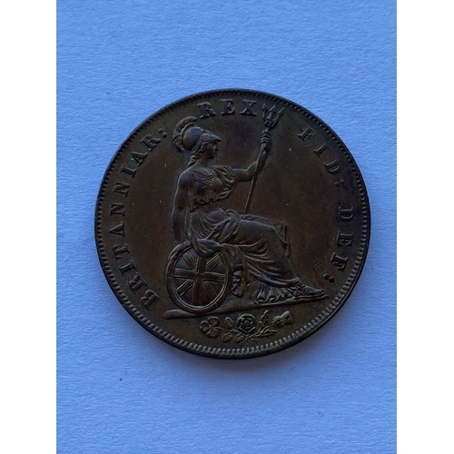 589 - A GEORGE IV HALFPENNY, 1826. A George IV halfpenny, laureate bust l. reverse seated figure of Britan... 