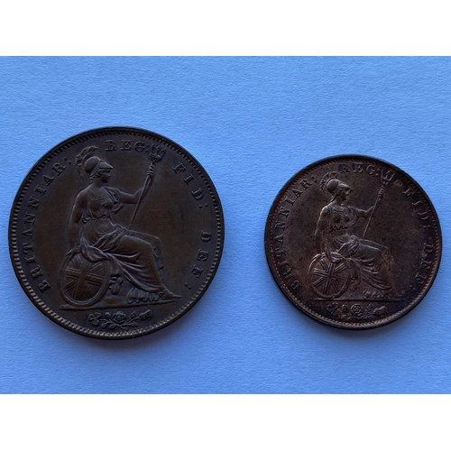 595 - QUEEN VICTORIA, PENNY AND HALFPENNY FOR 1853. A Queen Victoria Penny, young head l, reverse, seated ... 