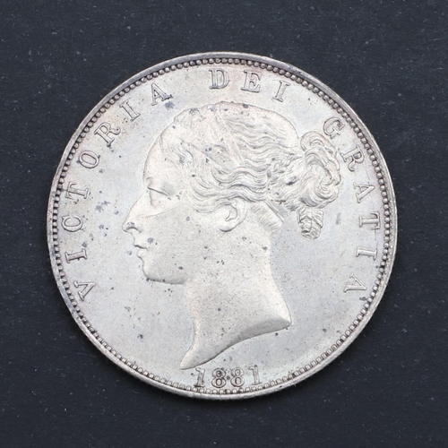 596 - A QUEEN VICTORIA HALFCROWN, 1881. A Queen Victoria Halfcrown, Young bust l. dated 1881, reverse with... 