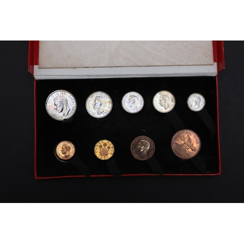 603 - A GEORGE VI 1950 SPECIMEN SET IN CASE OF ISSUE. A George VI nine coin 'Mid Century proof set Halfcro... 