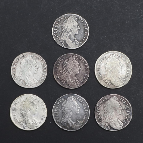 720 - A COLLECTION OF SEVEN WILIIAM III SHILLINGS TO INCLUDE BRISTOL, CHESTER, YORK AND NORWICH MINTS. Wil... 