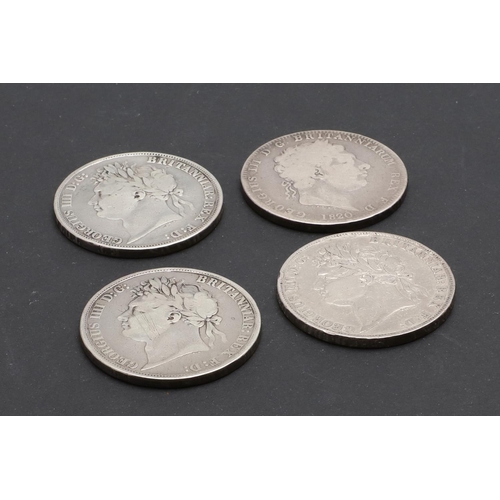 723 - FOUR CROWNS,GEORGE III AND LATER. George III Crown, laureate head r. reverse George and the Dragon, ... 