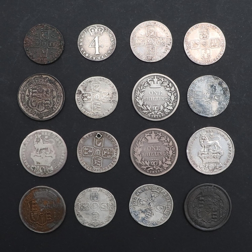 727 - A GEORGE II GROAT AND A COLLECTION OF SIMILAR SMALL SILVER. A collection of William III and later sm... 