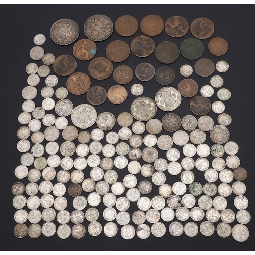 738 - A MIXED COLLECTION OF VICTORIAN SILVER AND SIMILAR COINAGE. Queen Victoria Crowns for 1887 and 1900,... 