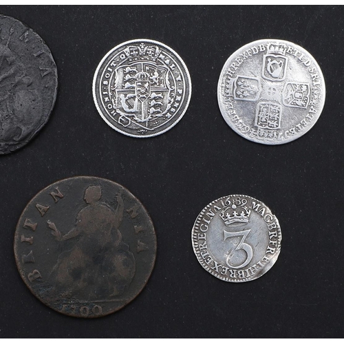 760 - A SMALL COLLECTION OF COINS TO INCLUDE WILLIAM AND MARY AND OTHER EARLY MILLED COINS. A Charles II M... 