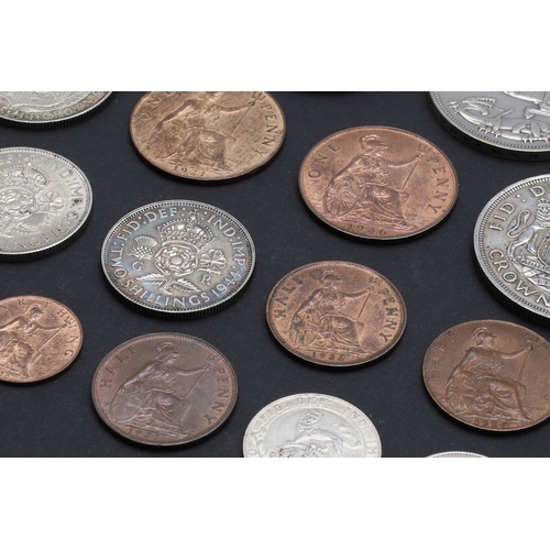 761 - A MIXED COLLECTION OF GEORGE V AND GEORGE VI COINS TO INCLUDE CROWNS AND OTHERS. George V and George... 