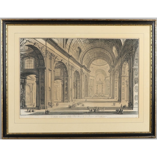 1 - GIOVANNI BATTISTA PIRANESI  (1720-1778). VEDUTA INTERNA DELLA BASILICA DI S. PIETRO IN VATICANO; VED... 