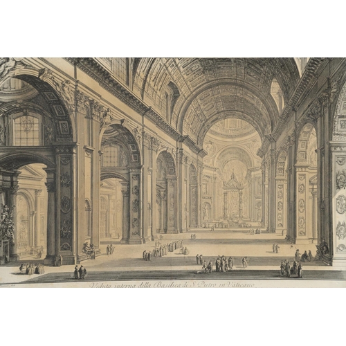 1 - GIOVANNI BATTISTA PIRANESI  (1720-1778). VEDUTA INTERNA DELLA BASILICA DI S. PIETRO IN VATICANO; VED... 