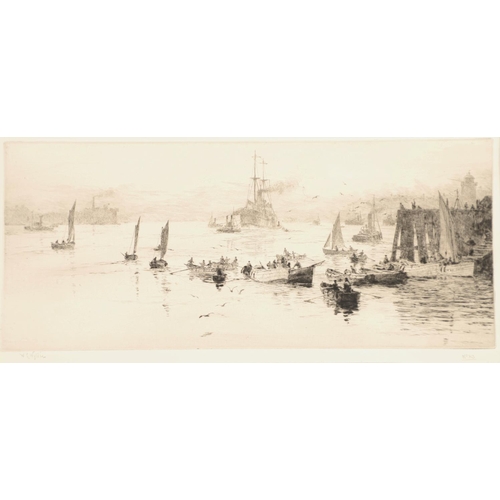 109 - WILLIAM LIONEL WYLLIE, RA (1851-1931). NORTH SHIELDS. Etching with drypoint, signed in pencil, bears... 