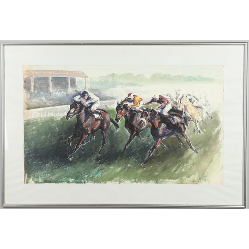 124 - JOHN SKEAPING, RA (1901-1980). A RACE TO THE FINISH. (d) Signed in ballpoint and dated 75, watercolo... 