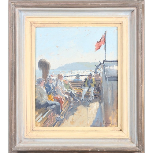 160 - IAN CRYER (B.1959). A PLEASURE CRUISE. (d) Signed, oil on fine canvas laid on panel
30 x 24.5cm.  *C... 