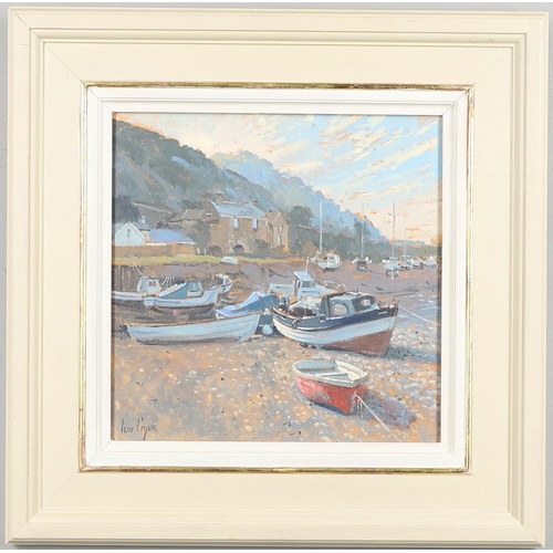 162 - IAN CRYER (B.1959). BEACHED BOATS AT LOW TIDE. (d) Signed, oil on textured board
28 x 28.5cm.  *Cond... 