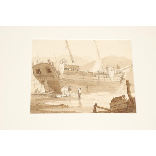 27 - A GROUP OF TWELVE MARINE WATERCOLOURS & DRAWINGS. To comprise examples by or attributed to Edward Du... 