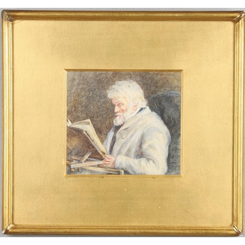 43 - HELEN ALLINGHAM, RWS (1848-1926). THOMAS CARLYLE READING. Signed faintly upper right, bears inscribe... 