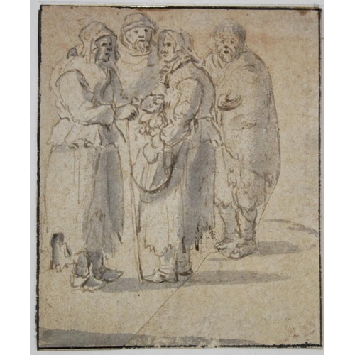 6 - A FOLIO OF EIGHT OLD MASTER DRAWINGS. Comprising an ink and wash drawing of a group of figures, form... 