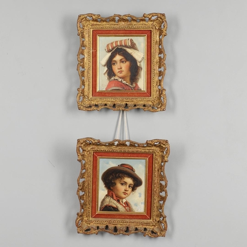 98 - *** CRETY (FL.C.1880-1920). PEASANT BOY; PEASANT GIRL. A pair, both signed, oil on canvas
Each 17.25... 