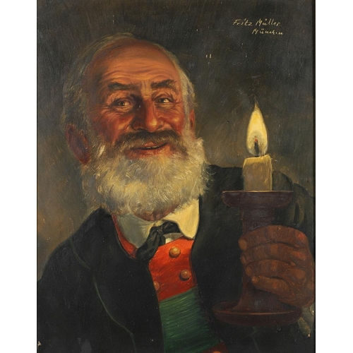 99 - FRITZ MULLER (1913-1972). A GOOD READ; MAN WITH A CANDLE. (d) A pair, both signed and inscribed `Mun... 