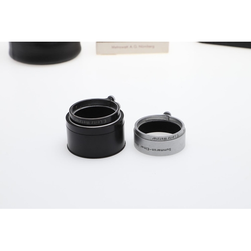 518 - LEICA CAMERA LENSES & ACCESSORIES. Including a Leitz Wetzlar Tele-Elmar lens, 2046128, and in a Leit... 