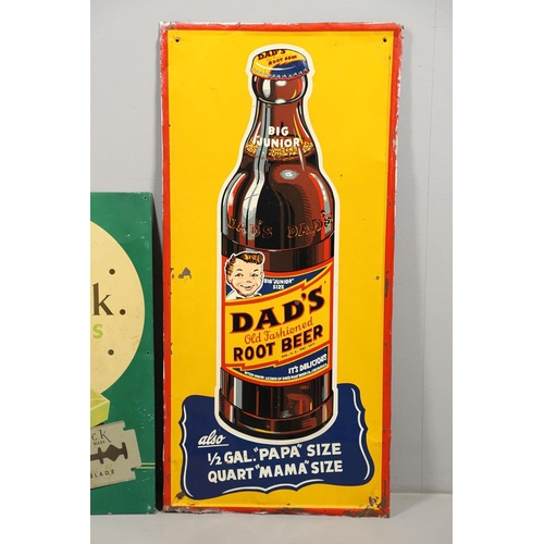 530 - AMERICAN VINTAGE ADVERTISING TIN SIGN 'ROOT BEER' & ANOTHER ADVERTISING SIGN. Including a rectangula... 